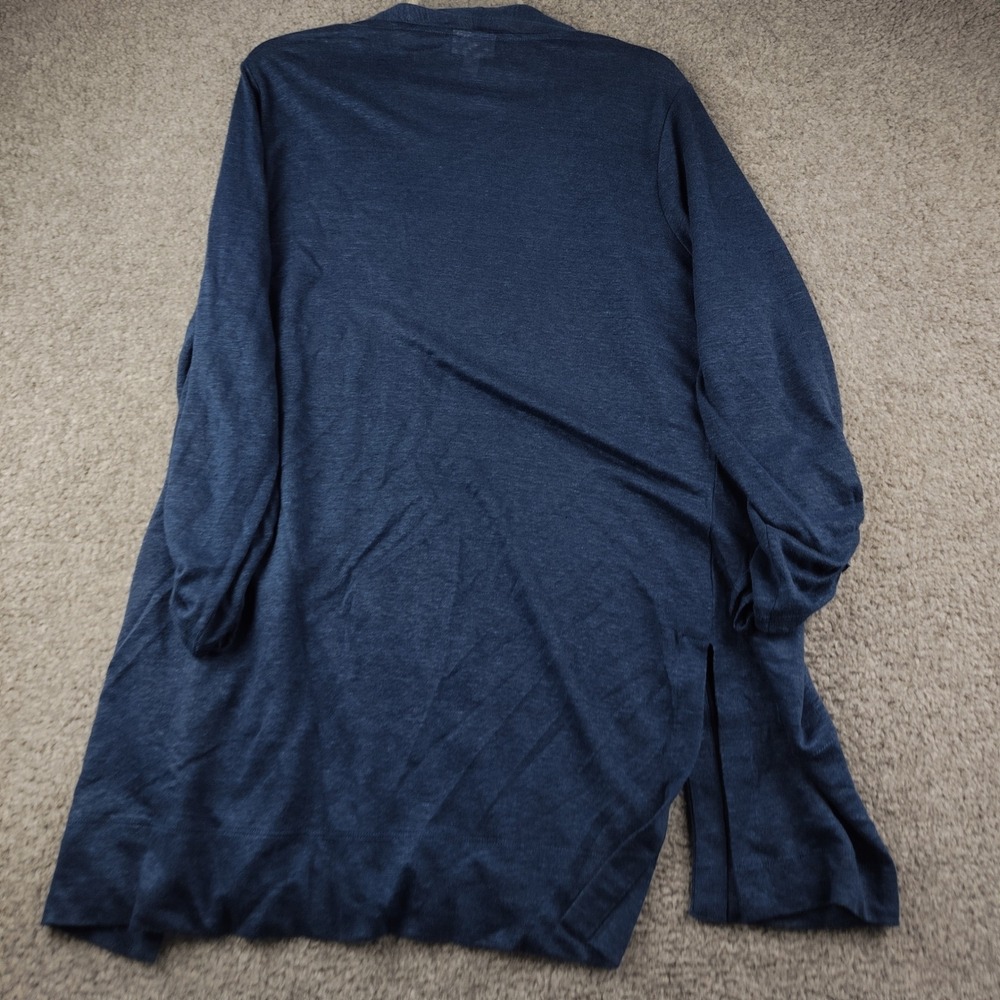 J. Jill Love Linen Navy Blue Open Front Cardigan Sweater Pockets Medium - Picture 7 of 7